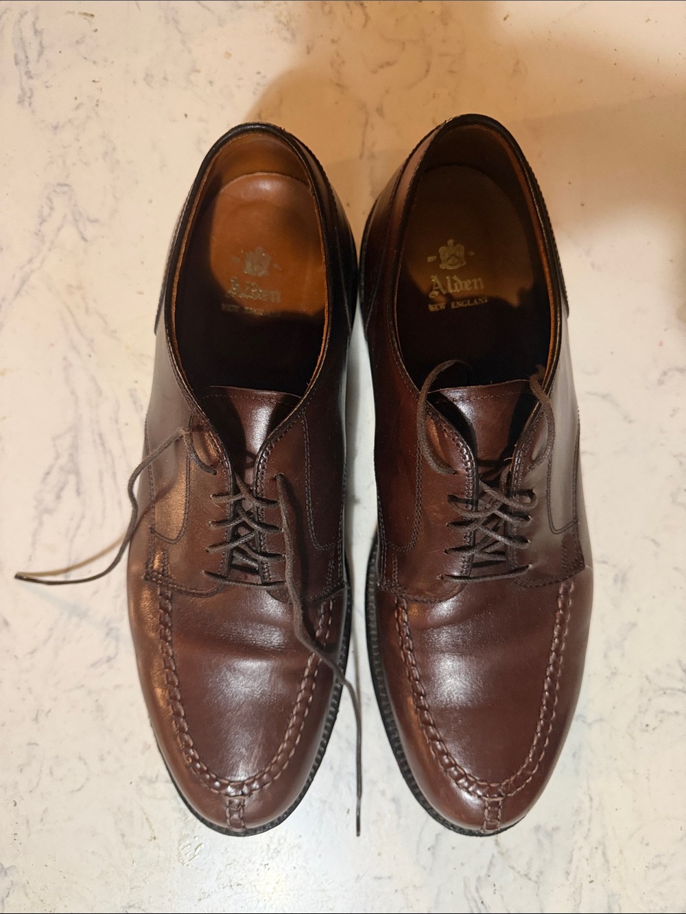 Rare Alden Handsewn Norwegian Front Derby Shoes - Brown Calfskin - Picture 2 of 4